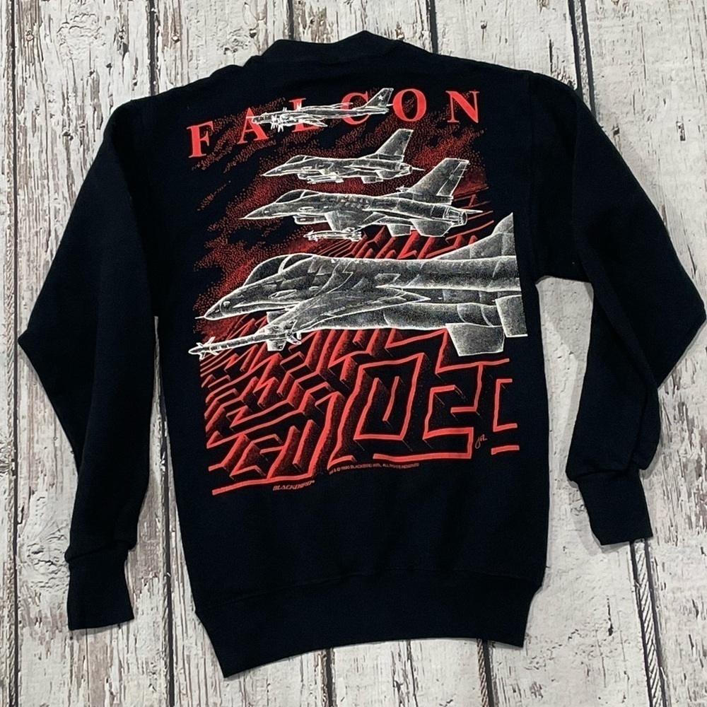 Vintage 1980s Curtis Wright Systems Falcon Jet Plane 80s Crewneck Sweatshirt